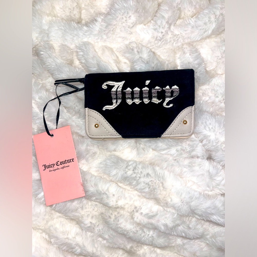 NWT Juicy Couture Wallet Retro Vibe Slim Elongated Bifold Black And White